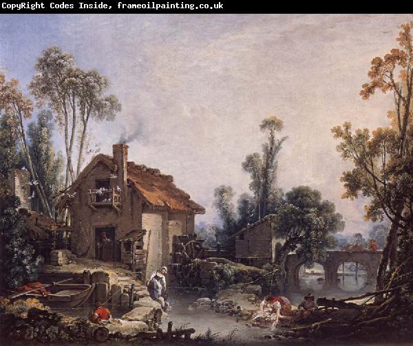 Francois Boucher Landscape with a Watermill